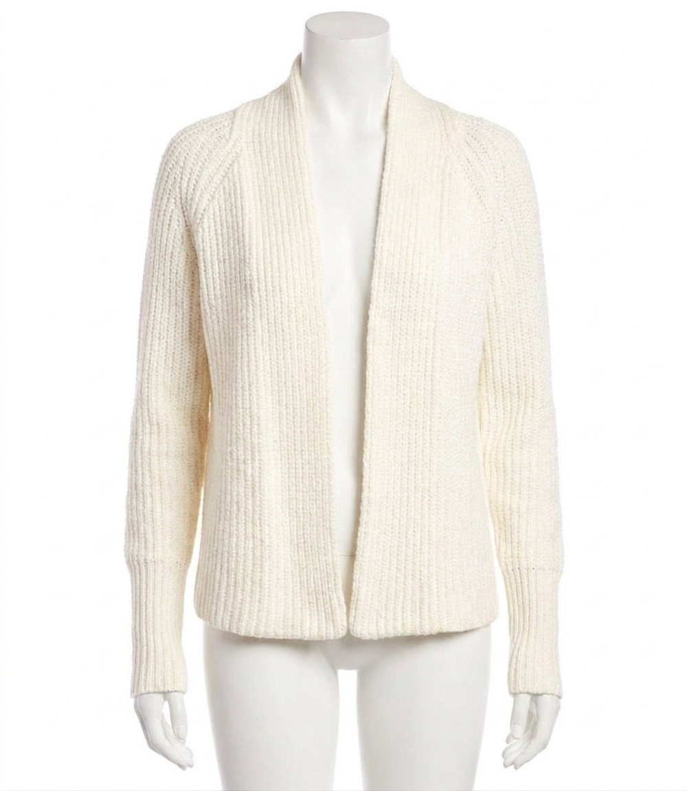 NEW KAREN KANE cropped open front cardigan sweater in off white